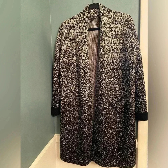 Athleta extra long black/white open cardigan - small - wool/cashmere blend - Picture 1 of 9